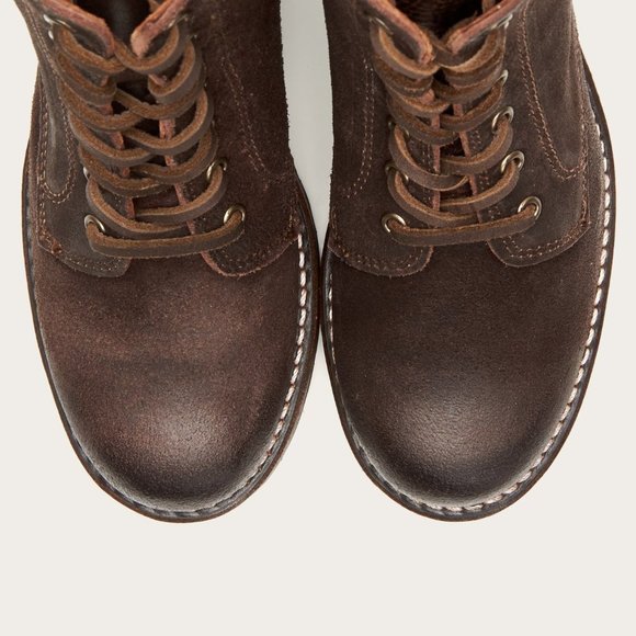 Frye Sabrina 6G Brown Suede Combat Ankle Booties - Picture 4 of 15